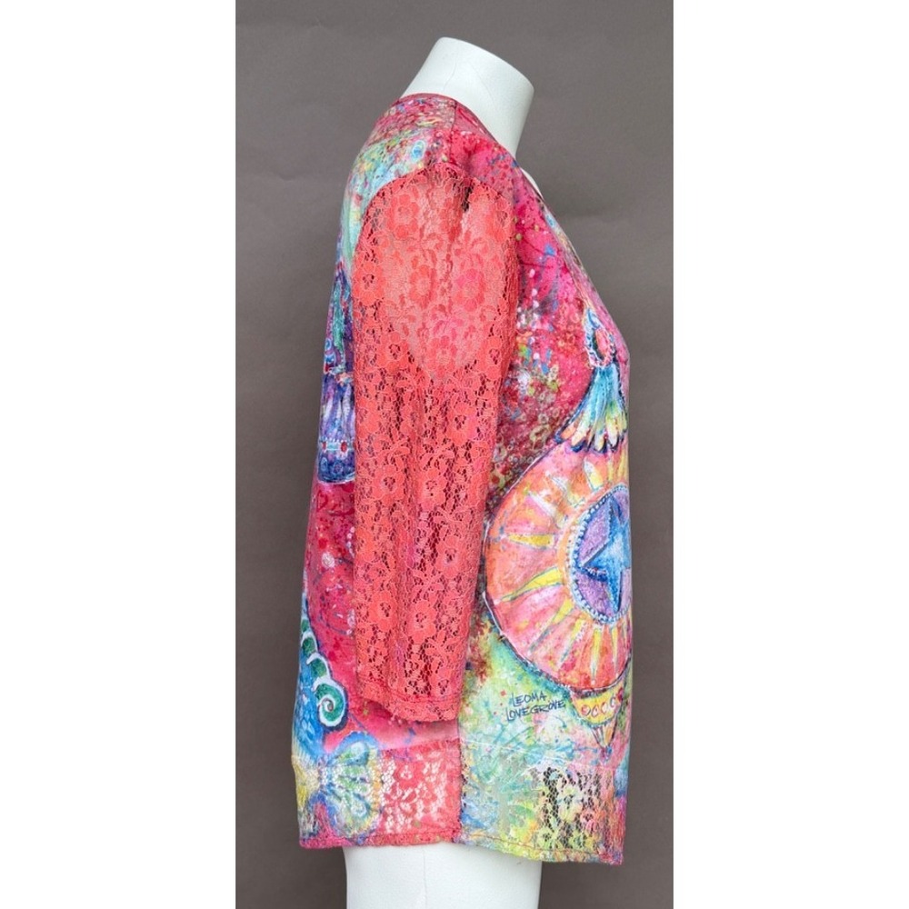Leoma Lovegrove Top Womans Medium Ocean Christmas Beachy Coastal Asymmetrical - Picture 4 of 14